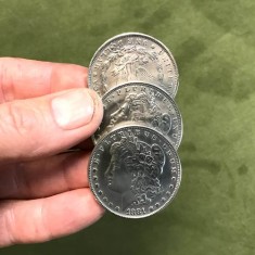Three Welded Steel Morgan Dollar Replica Coins by PropDog